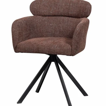 Sale WOOOD Fenne Draaibare Eetkamerstoel Geweven Stof Kastanje Kastanjebruin