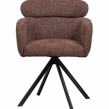 Sale WOOOD Fenne Draaibare Eetkamerstoel Geweven Stof Kastanje Kastanjebruin