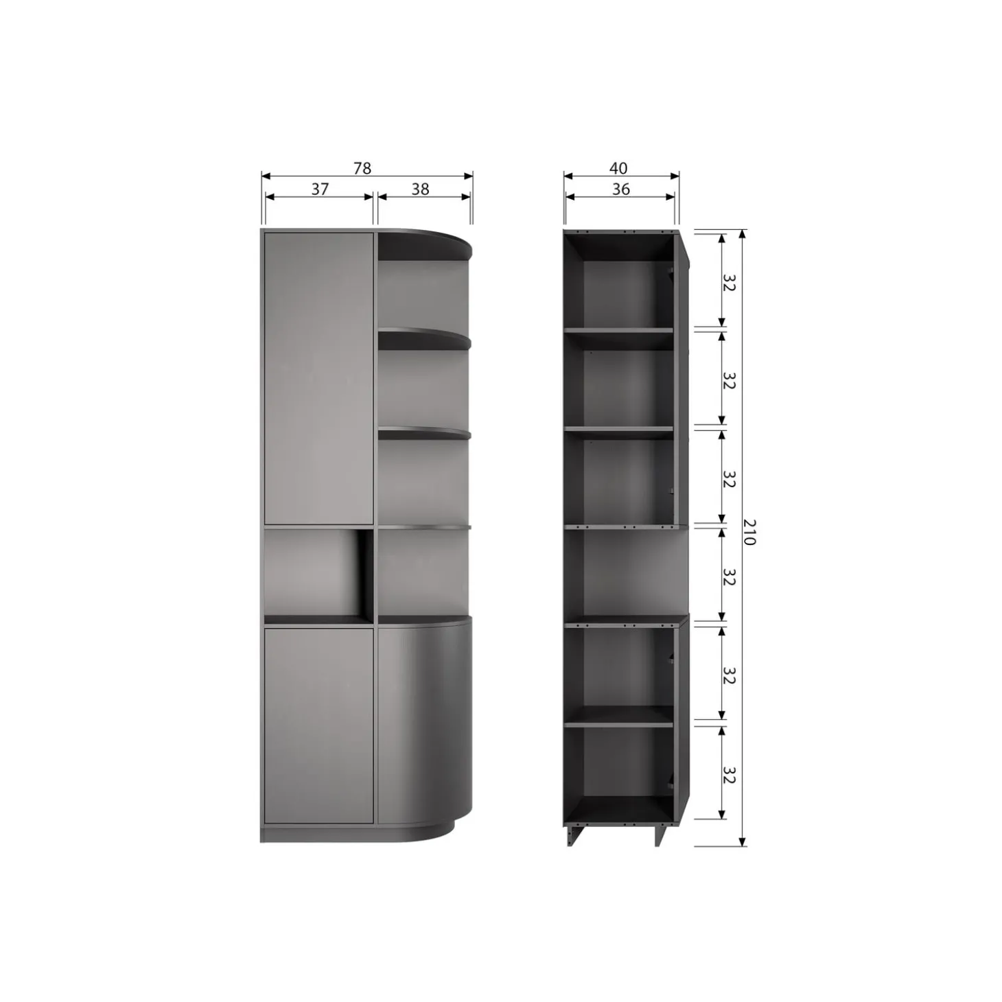 finca-opbergkast-rond-rechts-7-AjzGruwl-9.webp Hot WOOOD Finca Opbergkast Rond Rechts 78 Cm Grenen Diepzwart