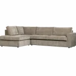 Outlet WOOOD Hajo Hoekbank Links Ribstof Clay Kleigrijs