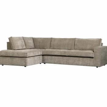 Outlet WOOOD Hajo Hoekbank Links Ribstof Clay Kleigrijs