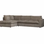 Outlet WOOOD Hajo Hoekbank Links Ribstof Taupe