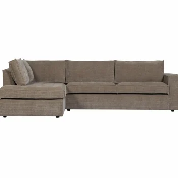 Outlet WOOOD Hajo Hoekbank Links Ribstof Taupe