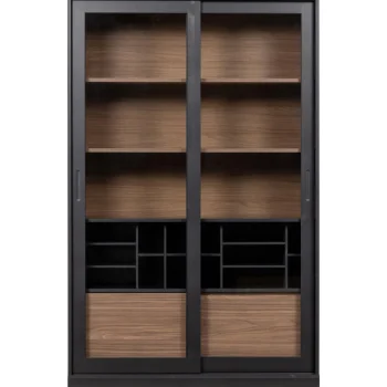 Sale WOOOD James Vitrinekast Zwart/walnoot