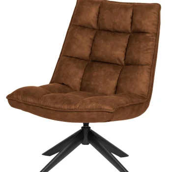Outlet WOOOD Jouke Draaifauteuil Leerlook Cognac