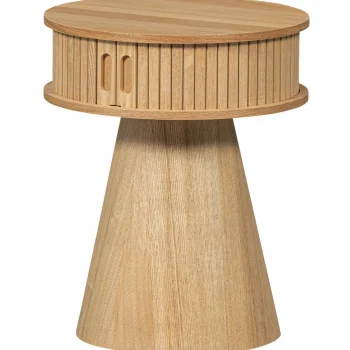 Outlet WOOOD Karri Nachtkastje Rond Hout Naturel