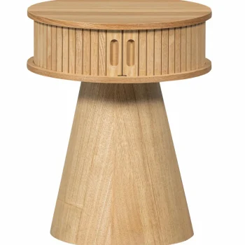 Outlet WOOOD Karri Nachtkastje Rond Hout Naturel