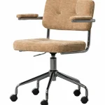 New WOOOD Kova Bureaustoel Geweven Ribstof Donker Zand