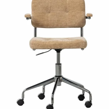 New WOOOD Kova Bureaustoel Geweven Ribstof Donker Zand