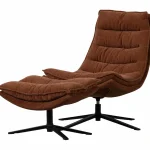 New WOOOD Kube Draaifauteuil Met Hocker Bruin