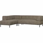 Clearance WOOOD Lloyd Hoekbank Links Grof Geweven Donkerbruin Melange