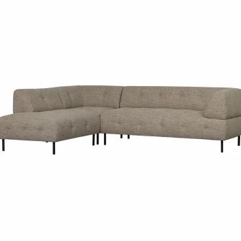 Best WOOOD Lloyd Hoekbank Links Grof Geweven Bruin Melange