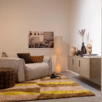 Outlet WOOOD Loft Vloerlamp Metaal/bouclé Met Stippen 130 X Ø 30 Cm Naturel