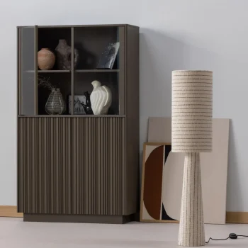 Discount WOOOD Loft Vloerlamp Metaal/bouclé Met Strepen 130 X Ø 30 Cm Naturel