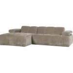 Outlet WOOOD Mojo Chaise Longue Bank Links Ribstof Donker Zand Donkerzand