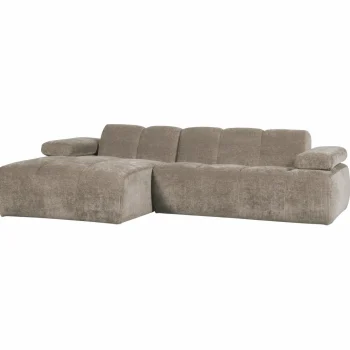 Outlet WOOOD Mojo Chaise Longue Bank Links Ribstof Donker Zand Donkerzand