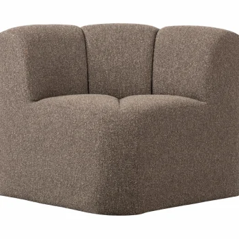 Clearance WOOOD Mojo Eetbankje Hoek Met Rugleuning Bouclé Bruin Melange