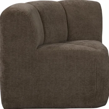 Discount WOOOD Mojo Eetbankje Hoek Met Rugleuning Ribstof Bruin