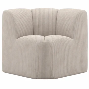 Sale WOOOD Mojo Eetbankje Hoek Met Rugleuning Ribstof Ecru