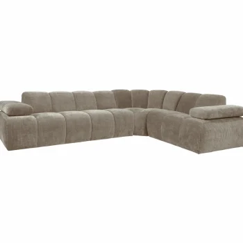 Hot WOOOD Mojo Hoekbank Rechts Ribstof Donker Zand Donkerzand