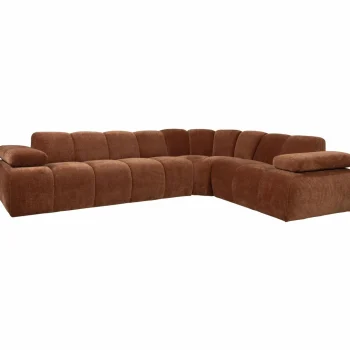 Outlet WOOOD Mojo Hoekbank Rechts Ribstof Roestbruin