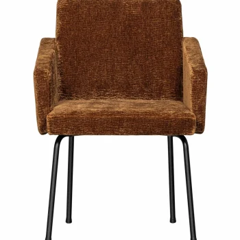 Outlet WOOOD Mount Eetkamerstoel Met Armleuning 3D Chenille Middenbruin