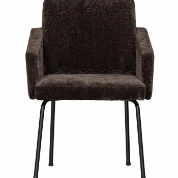 Outlet WOOOD Mount Eetkamerstoel Met Armleuning 3D Chenille Donkerbruin