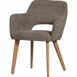Clearance WOOOD Murat Eetkamerstoel Met Houten Poot Naturel Taupe