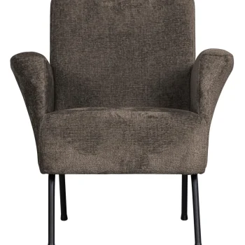 Hot WOOOD Muse Fauteuil Grof Geweven Stof Grijs/bruin