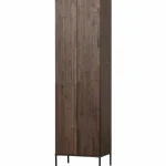 New WOOOD New Gravure Hoge Kast Met Lade Essen Fineer Espresso