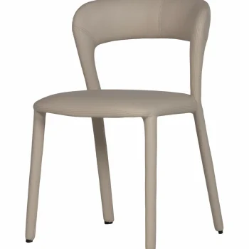 Fashion WOOOD Noble Eetkamerstoel Leerlook Beige