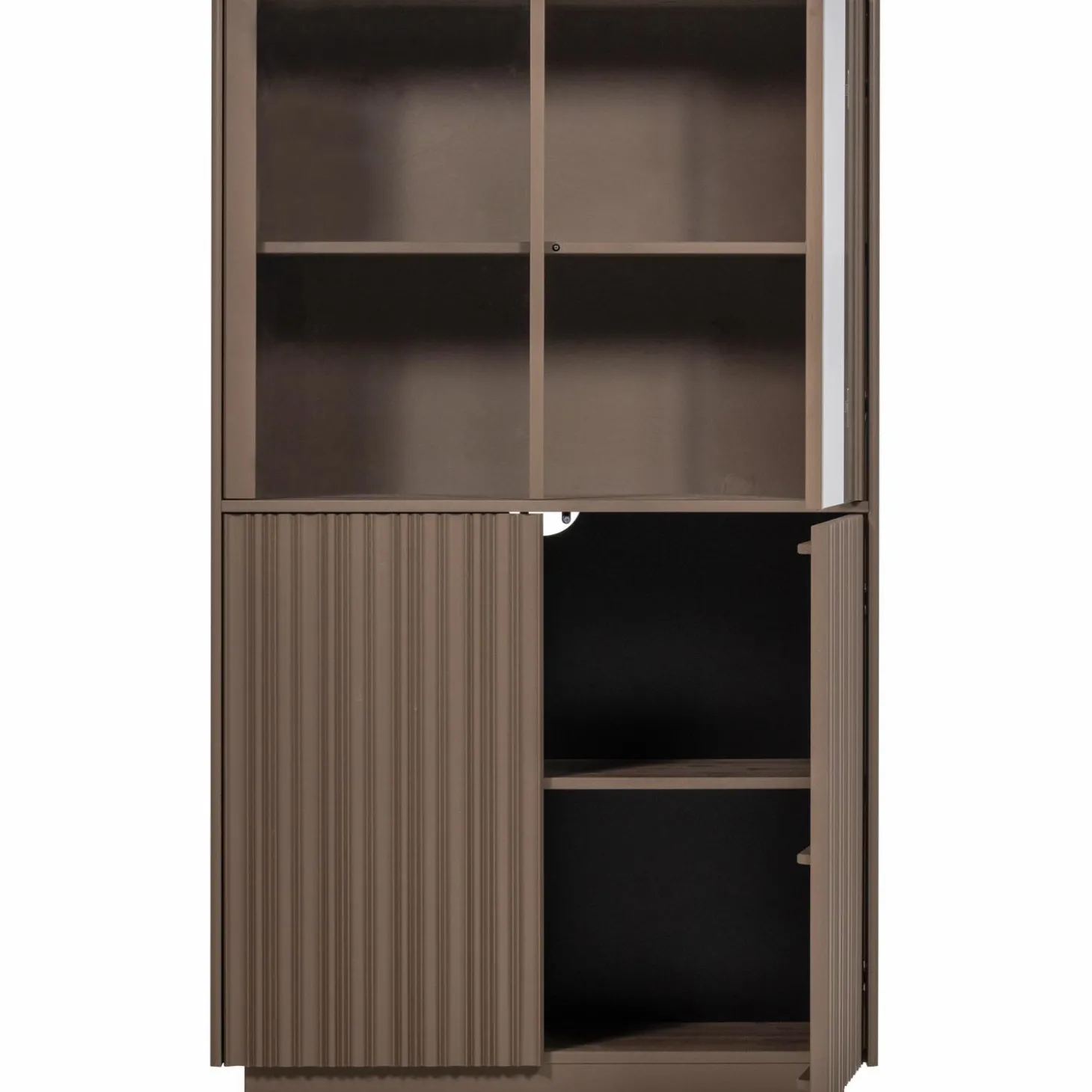 nova-lage-vitrinekast-grenen-t-TQRIHCLK-6.webp Best WOOOD Nova Lage Vitrinekast Grenen Truffel Bruin