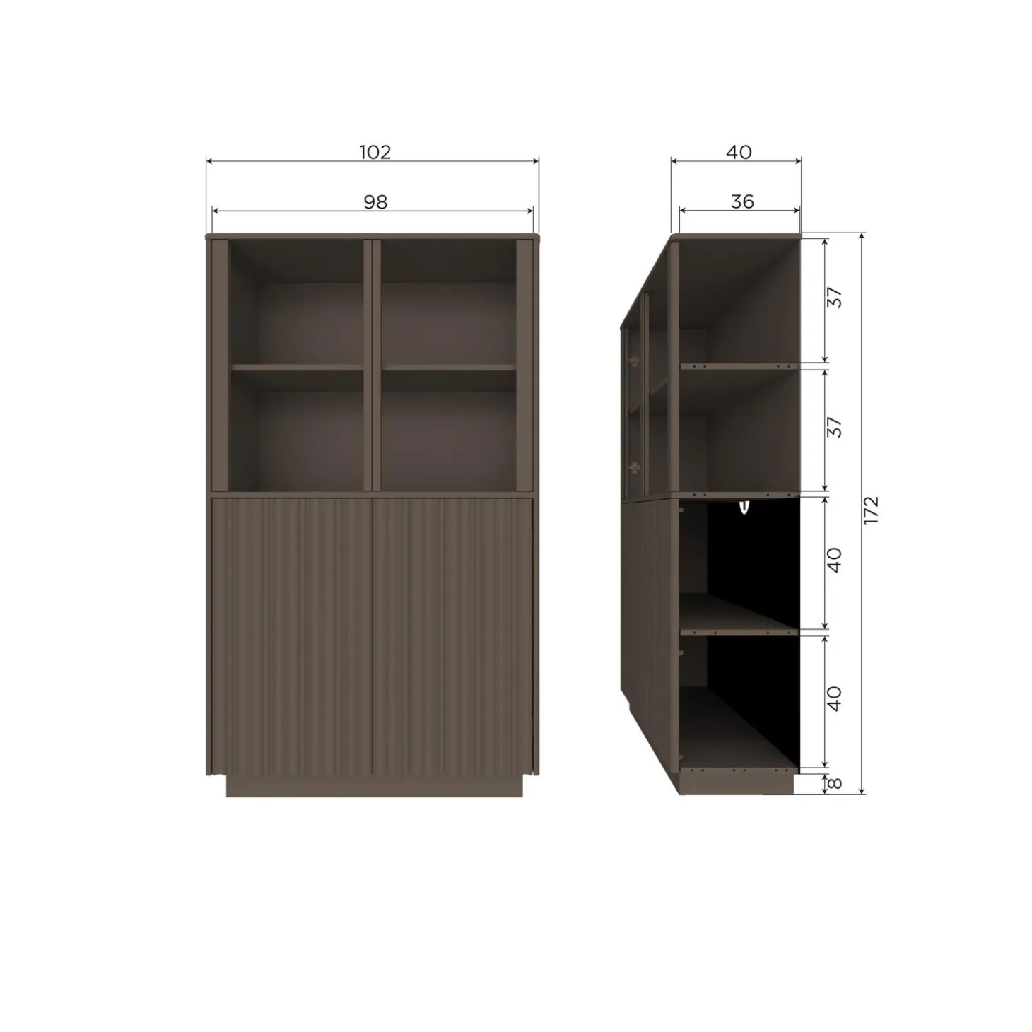 nova-lage-vitrinekast-grenen-t-TQRIHCLK-9.webp Best WOOOD Nova Lage Vitrinekast Grenen Truffel Bruin