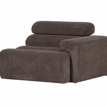 Online WOOOD Novi 1-zits Element Arm Rechts Ribstof Grijsbruin Grijs/bruin