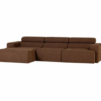 Hot WOOOD Novi Chaise Longue Bank Links Bouclé Mokkabruin