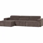 Clearance WOOOD Novi Chaise Longue Bank Links Ribstof Grijsbruin Grijs/bruin