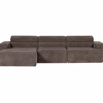 Clearance WOOOD Novi Chaise Longue Bank Links Ribstof Grijsbruin Grijs/bruin