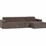 Sale WOOOD Novi Chaise Longue Bank Rechts Ribstof Grijsbruin Grijs/bruin