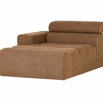 New WOOOD Novi Chaise Longue Element Arm Links Bouclé Bruin Karamel