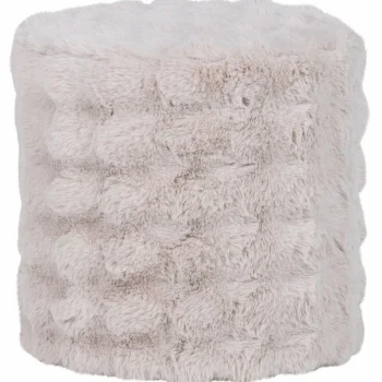 Fashion WOOOD Olven Poef Hoog Fluffy Stof Naturel