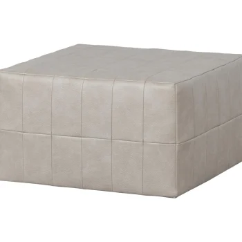 Clearance WOOOD Patchwork Poef Leerlook Naturel