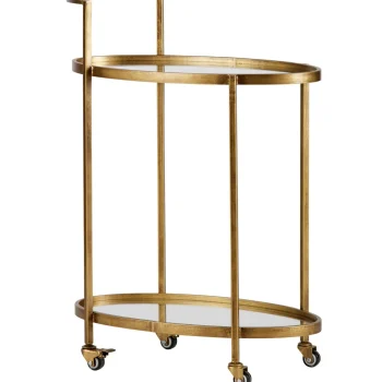 New WOOOD Push Trolley Metaal Antique Brass