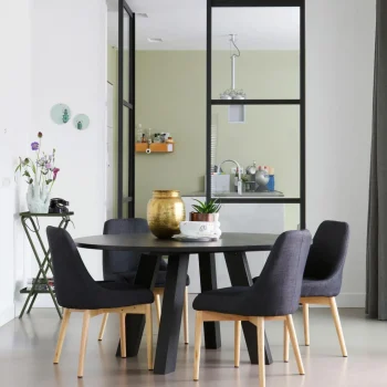 Online WOOOD Rhonda XL Eettafel ø150 Cm Eiken Blacknight