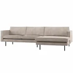 Fashion WOOOD Rodeo Chaise Longue Bank Rechts Ribstof Donkerzand