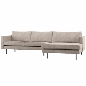 Fashion WOOOD Rodeo Chaise Longue Bank Rechts Ribstof Donkerzand