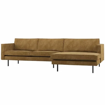 Sale WOOOD Rodeo Chaise Longue Bank Rechts Ribstof Honinggeel