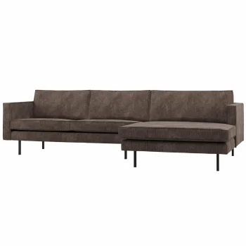 Best WOOOD Rodeo Chaise Longue Bank Rechts Ribstof Bruin