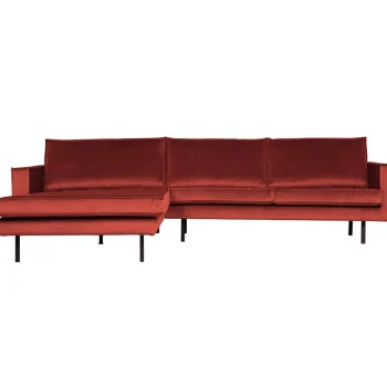 Outlet WOOOD Rodeo Chaise Longue Links Velvet Kastanje Kastanjebruin