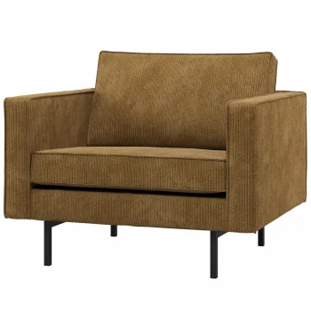 Hot WOOOD Rodeo Fauteuil Ribstof Honinggeel