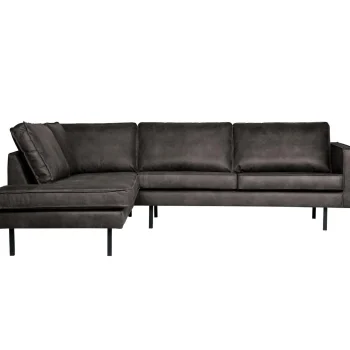 Outlet WOOOD Rodeo Hoekbank Links Ecoleer Zwart